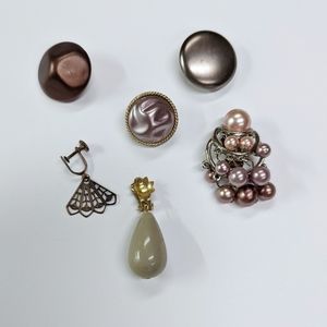 Mismatched purple clip on earrings